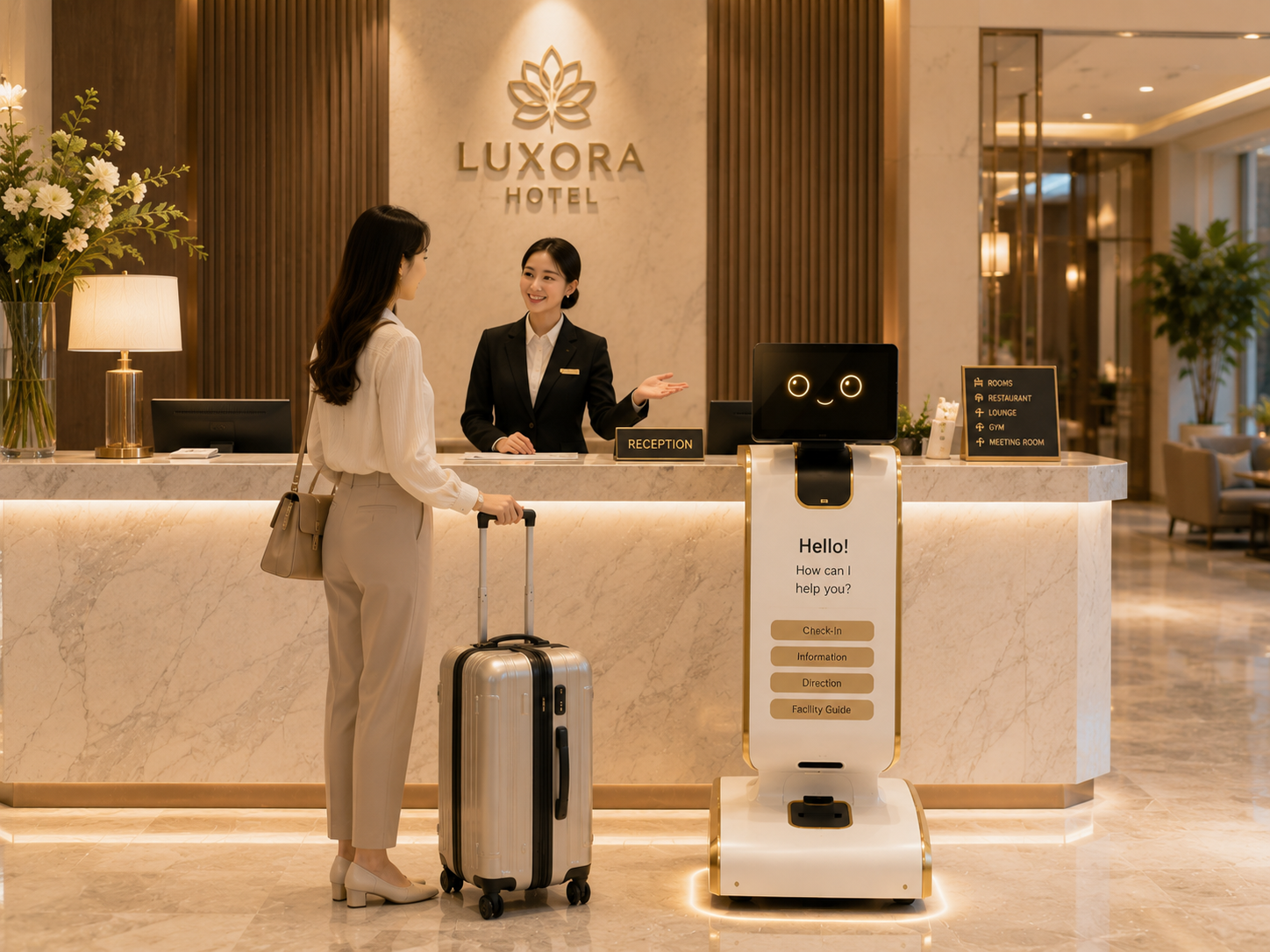 Robot lễ tân – Giải pháp tự động hóa tiếp đón hiện đại cho doanh nghiệp